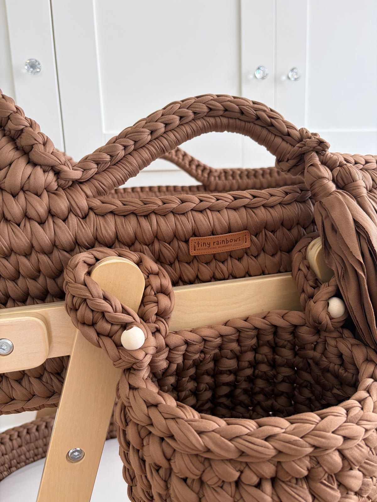 Luxury Chocolate Handcrafted 5 Piece Moses Basket Set