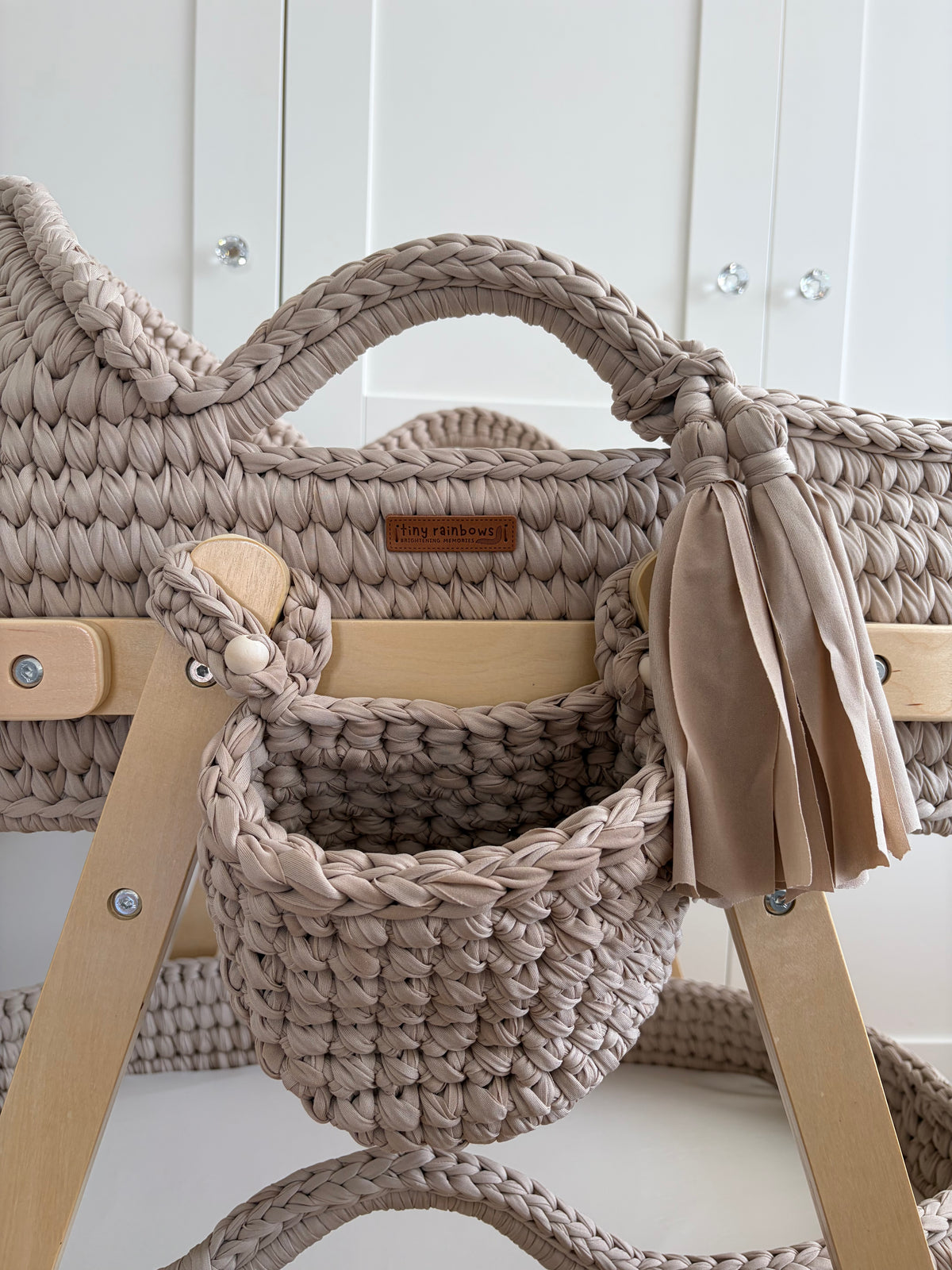Luxury Beige Handcrafted 5 Piece Moses Basket Set
