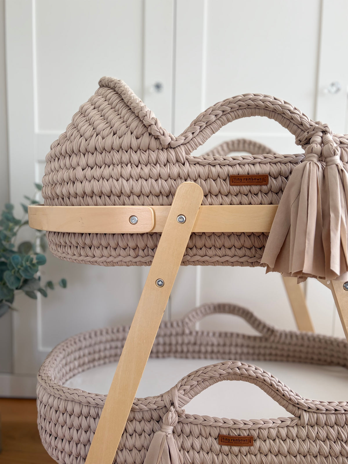 Luxury Beige Handcrafted 5 Piece Moses Basket Set