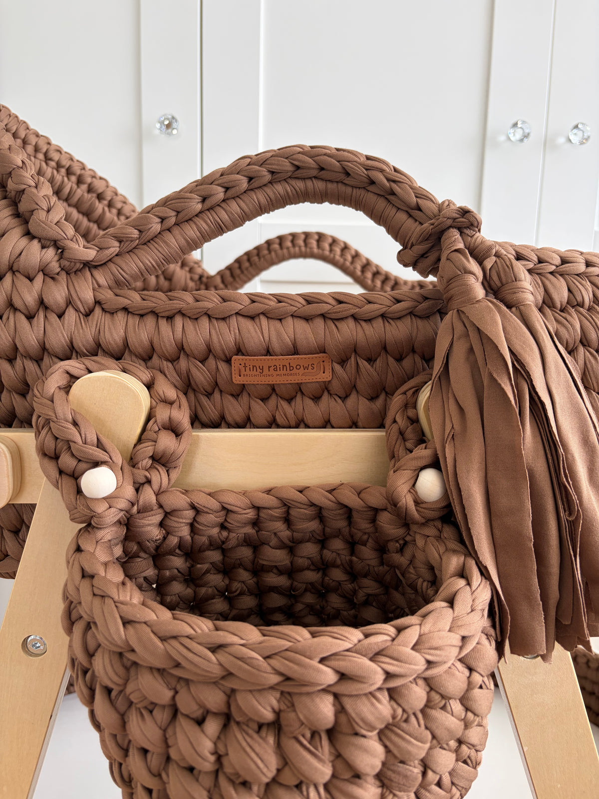 Luxury Chocolate Handcrafted 5 Piece Moses Basket Set