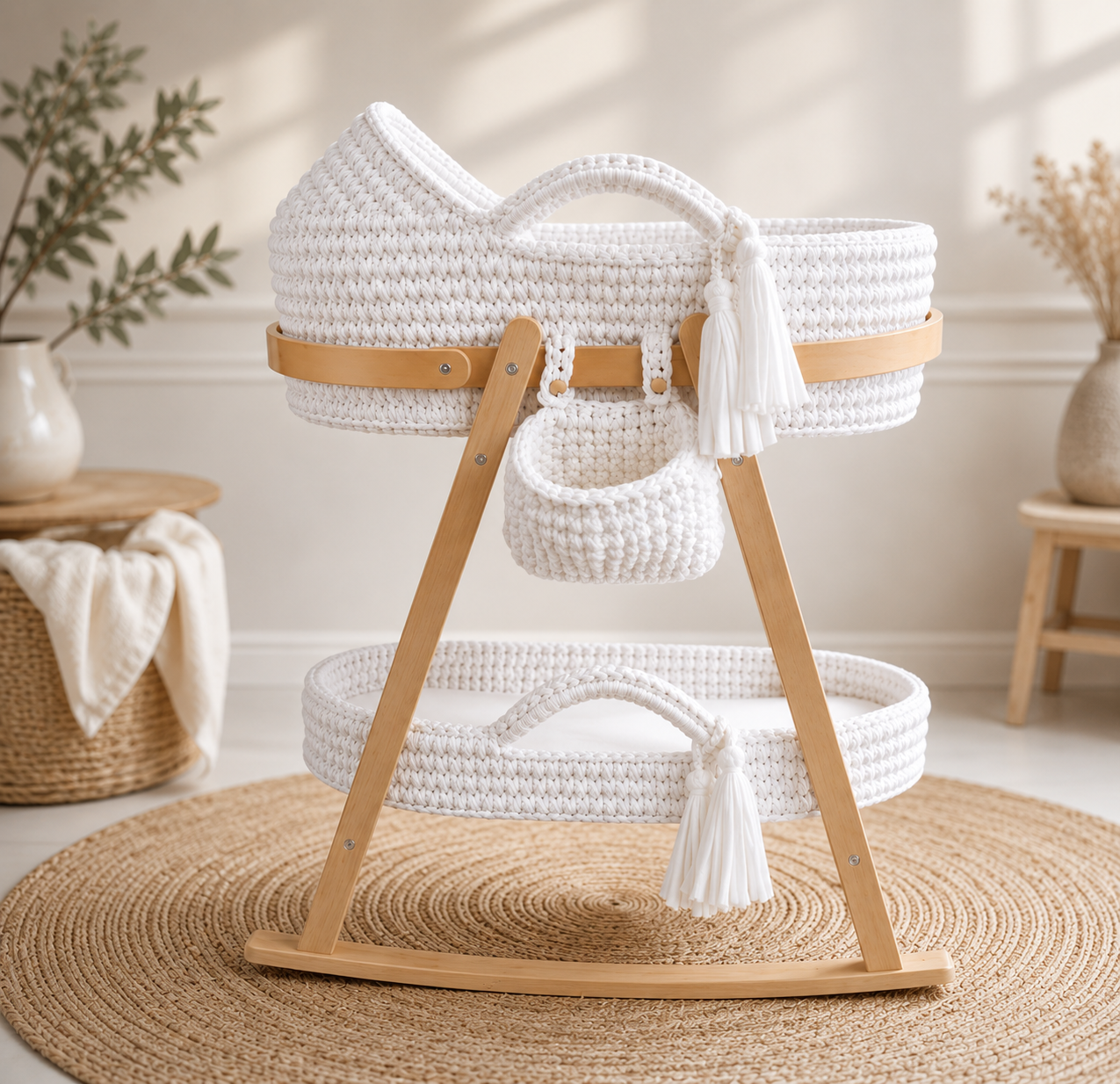 Luxury Handcrafted 5 Piece Moses Basket Set
