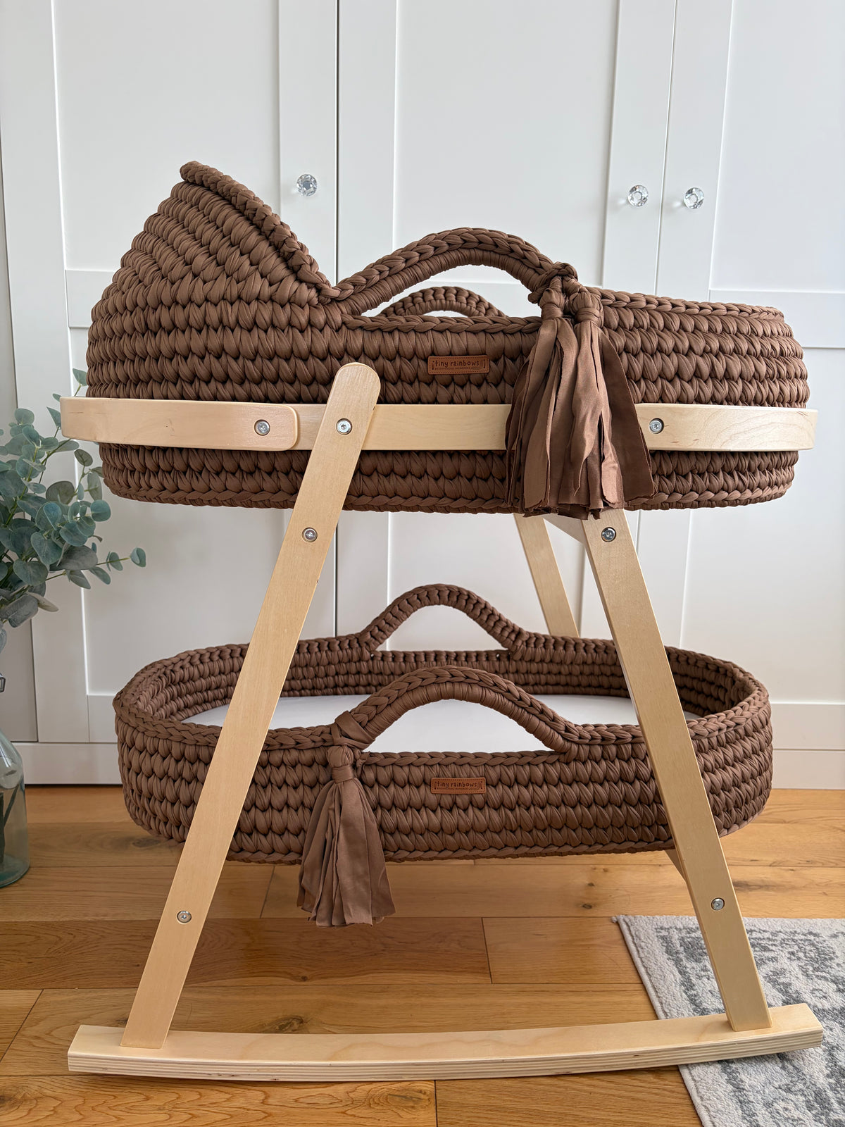 Luxury Chocolate Handcrafted 5 Piece Moses Basket Set