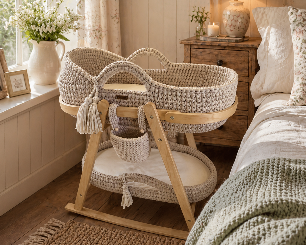 Handmade Crochet Moses Basket